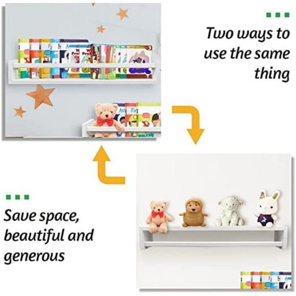 Floating Book Shelves White 24inch Set of 2  (White-24), 24 x 3.94 x 3.54 inch - Picture 5 of 6